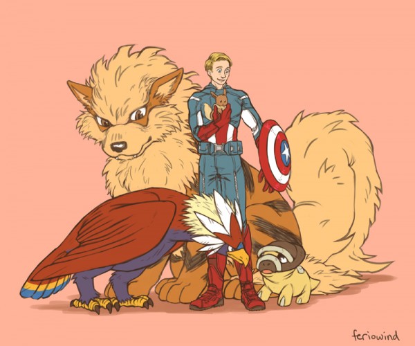 Avengers, The - Fan art - Captain Amerika / Pokémoni 