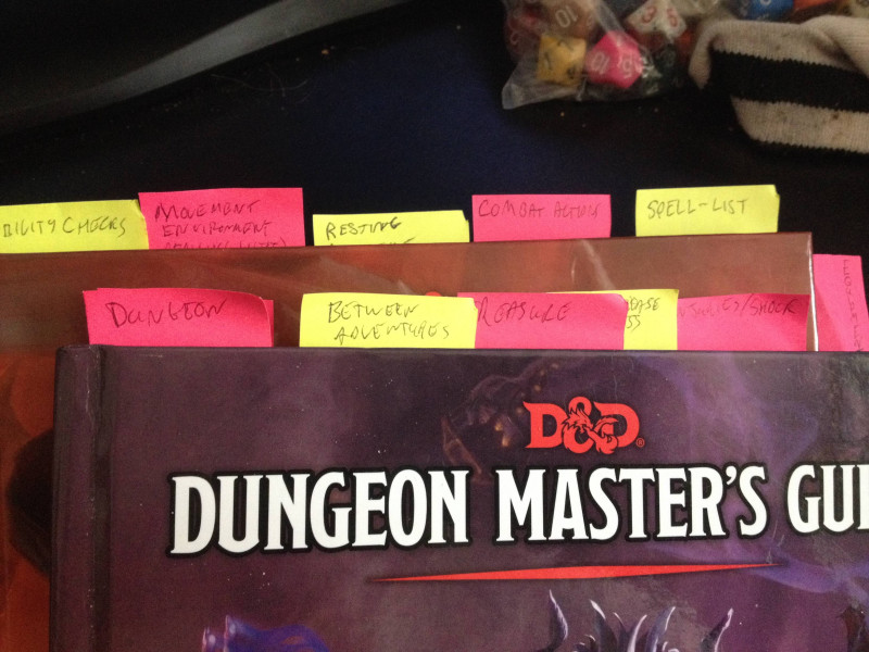 Dungeons & Dragons - Scéna - Záložky v pravidlách 