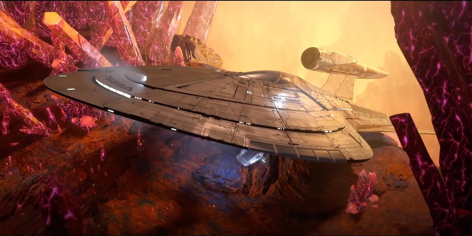 Star Trek: Prodigy - Scéna - USS Protostar uviazla medzi kryštálmi chiméria 
